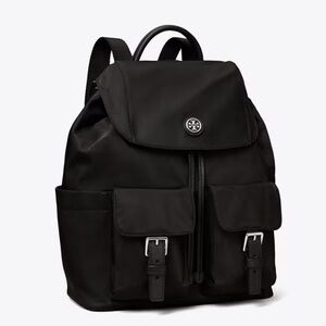 TORY BURCH RIPSTOP NYLON FLAP BACKPACK BLACK